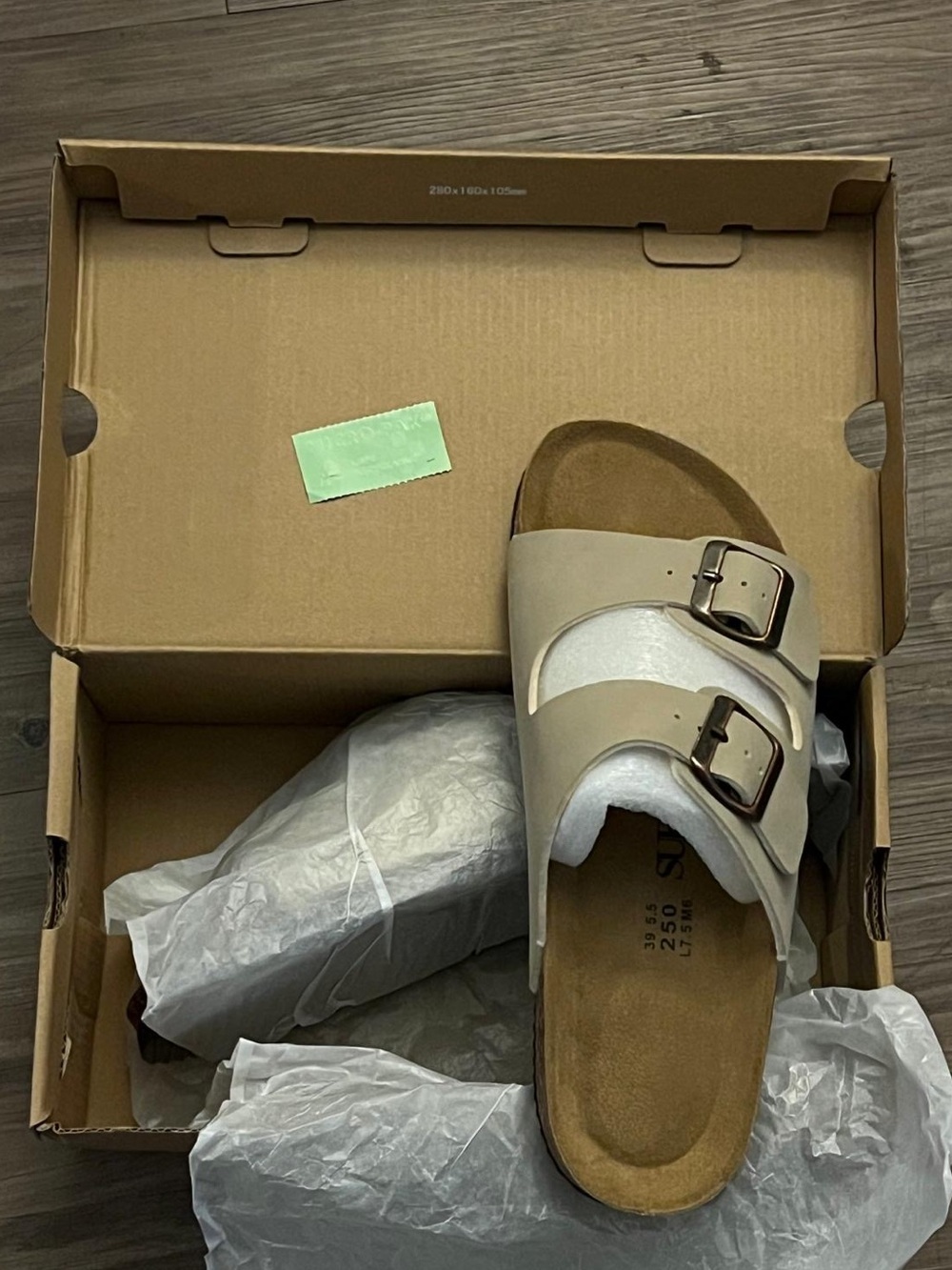 Beige Double Buckle Slide Sandals